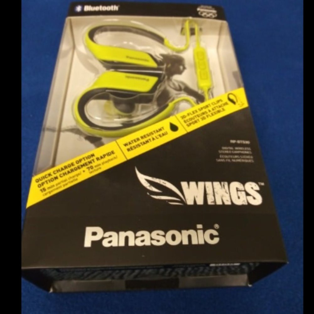 Panasonic RP-BTS30PP-Y WINGS Wireless Bluetooth Sport Clips with Mic Controller